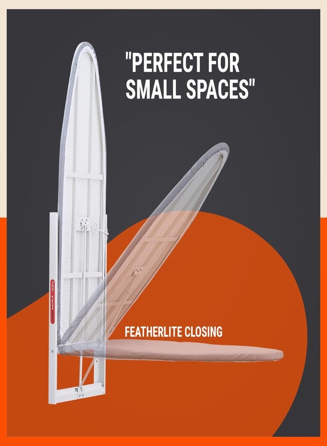 Bathla طاولة/لوح كي الملابس الجداري Bathla X-Pres Vault | موفرة للمساحة وقابلة للطي | أبيض | تركيب ذاتي | ذراع تحرير سهل، غطاء قطني قابل للإزالة، أدوات تثبيت - Image 3